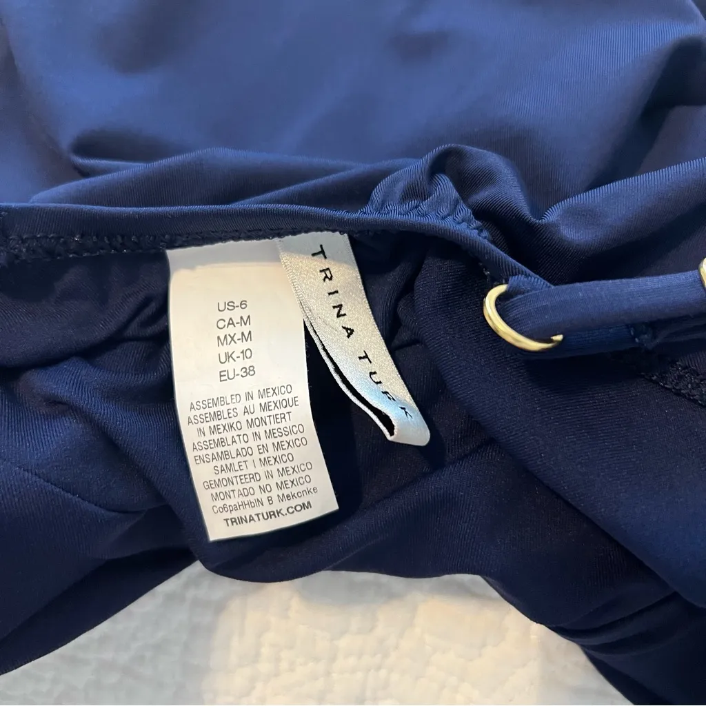 Trina Turk Midnight Getaway High Leg One Piece Swimsuit Blue Size US 6 - Image 4