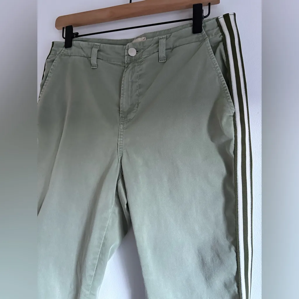 L'Agence Jem Brigade Denim Cropped Trouser Side Stripe Pants in green Size 27 - Image 8