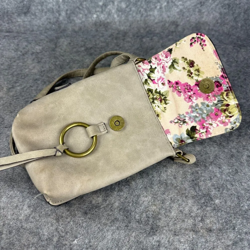 American Eagle Faux Leather Floral lined‎ Crossbody Bag with attached wallet - Image 3