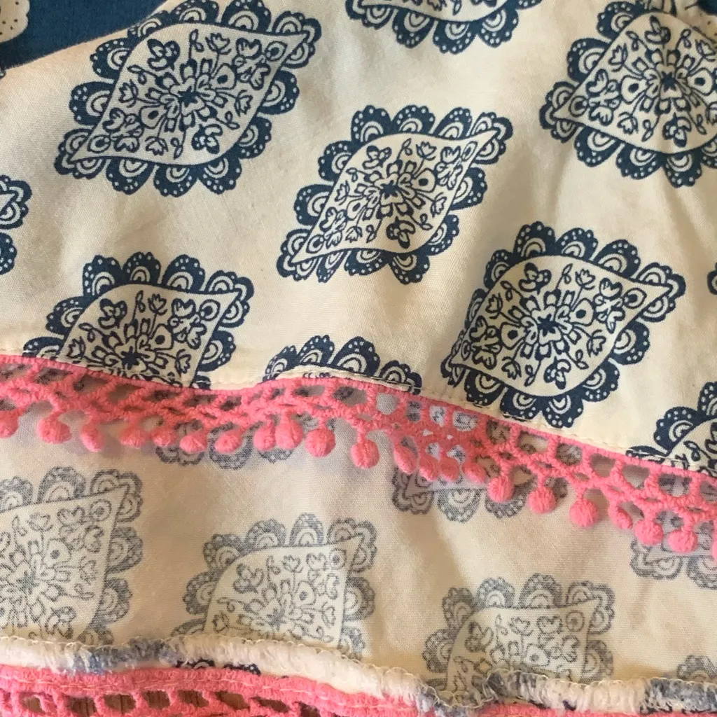 Matilda Jane Romper Medium Blue and Pink Patterned Shorts Boho - Image 8