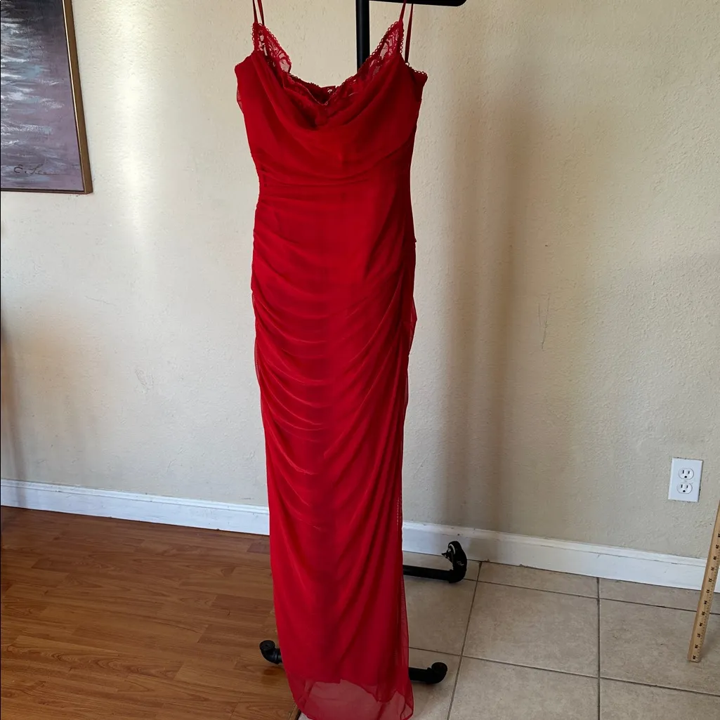 HOUSE OF CB 'Nalini' Holly Red Mesh Corset Maxi Dress NWOT‎ size M D-DD - Image 4