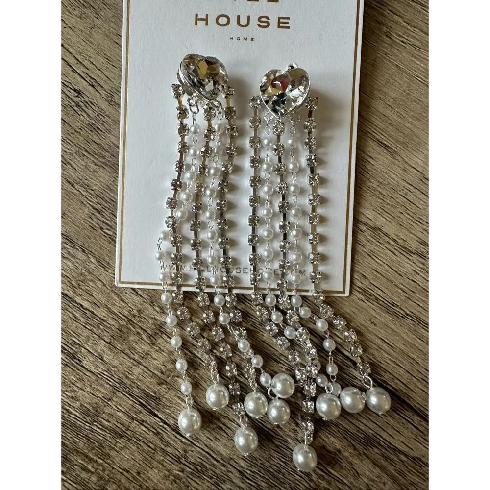 Hill House Pearl Chain Tassel Earrings Silver - Image 2