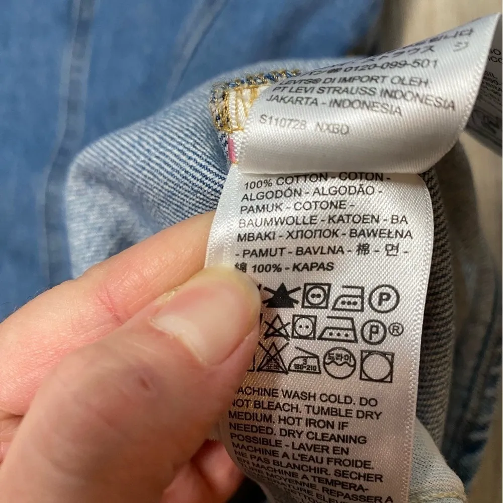 Levis Aly Denim Pinafore Light Wash Mini Dress XS Boho Western Femme Granola 90s - Image 7