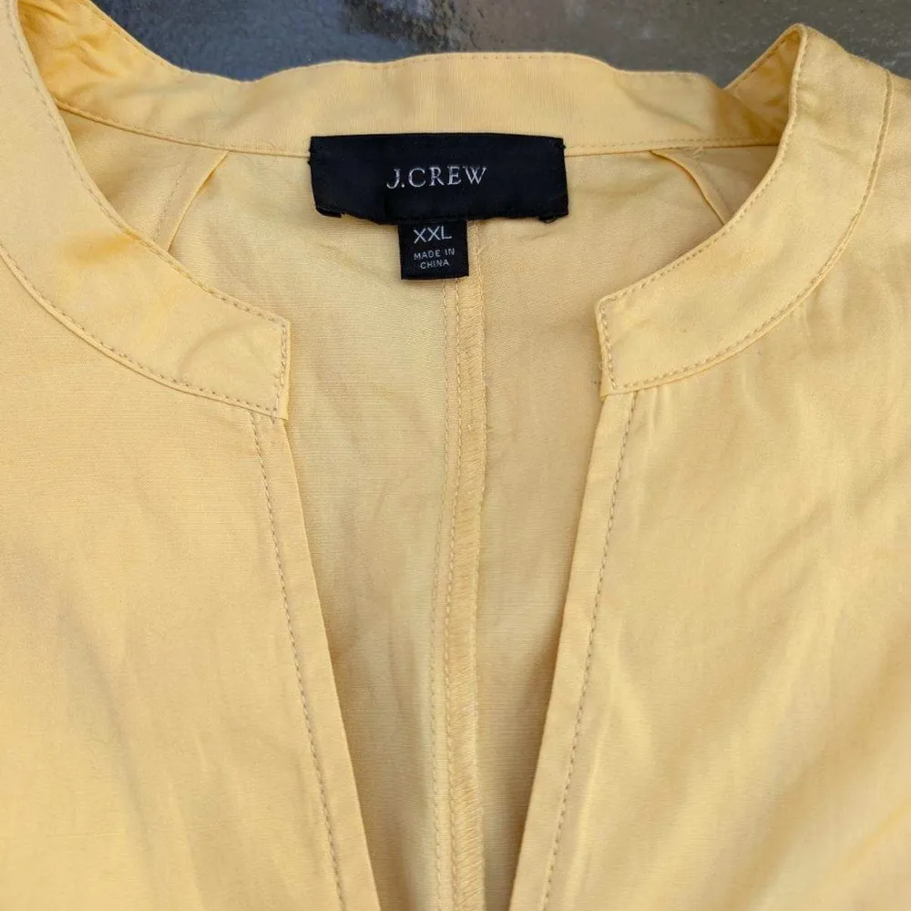 J Crew Cinched Waist Cotton Poplin Yellow Midi Dress XXL Style - Image 6