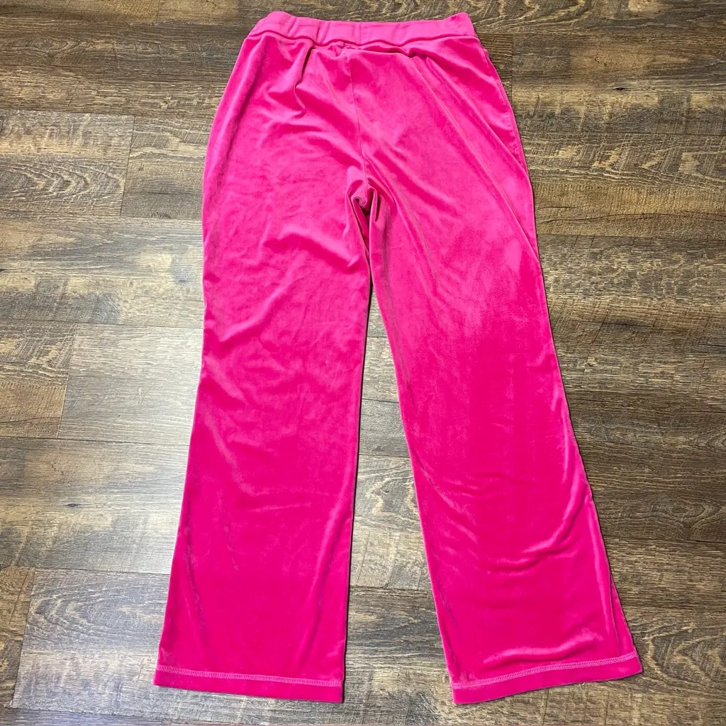Juicy Couture Pink Velour Track Pants Logo Heart Women's Size Large Bling Y2K - Image 7