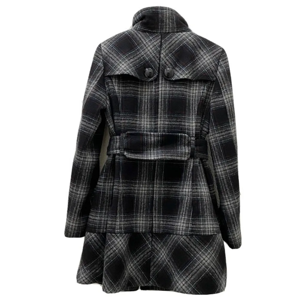 Jones New York Wool Blend Plaid Pea Coat L - Image 5