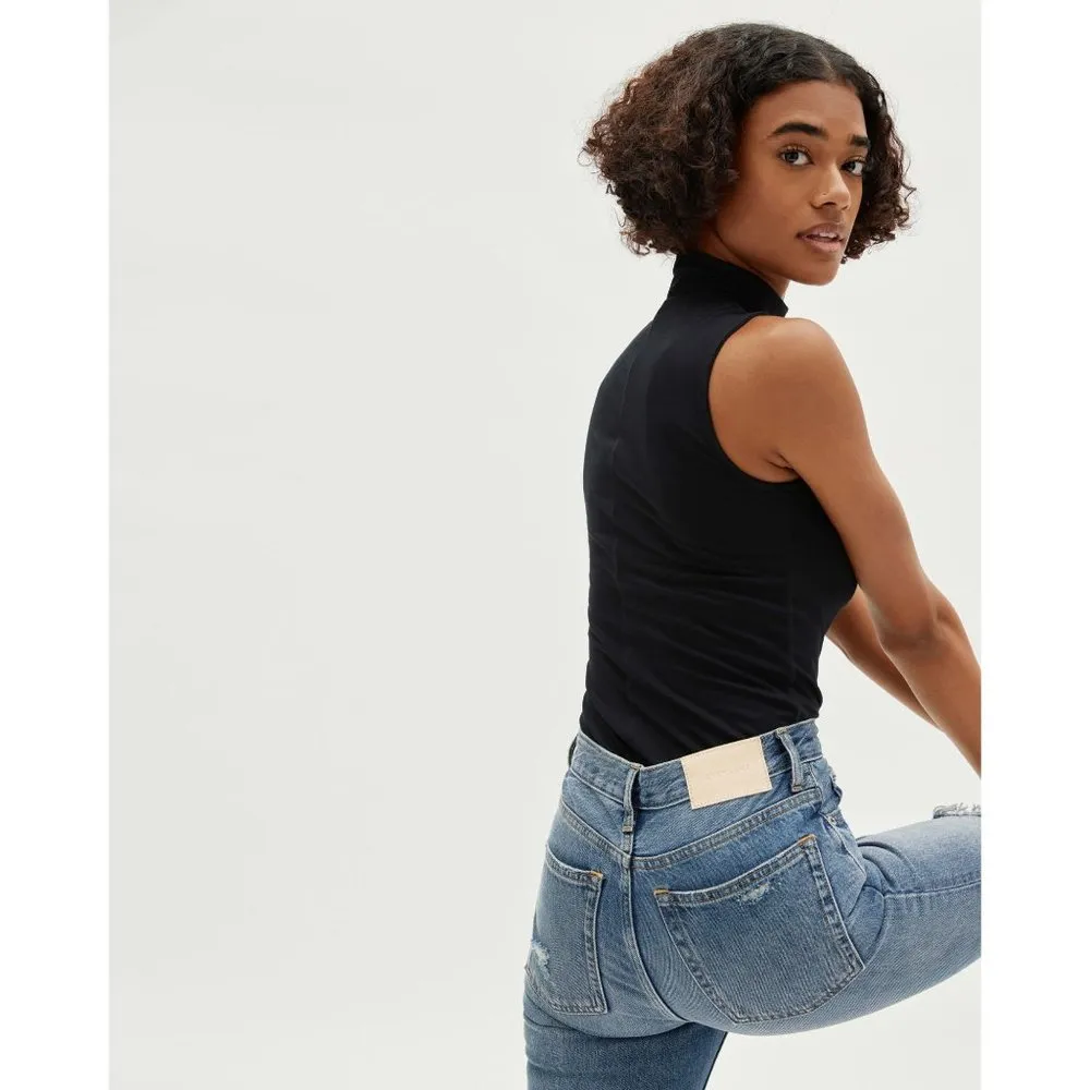 Everlane Womens The Luster Mockneck Tank Bodysuit Thong Black XS - Image 3