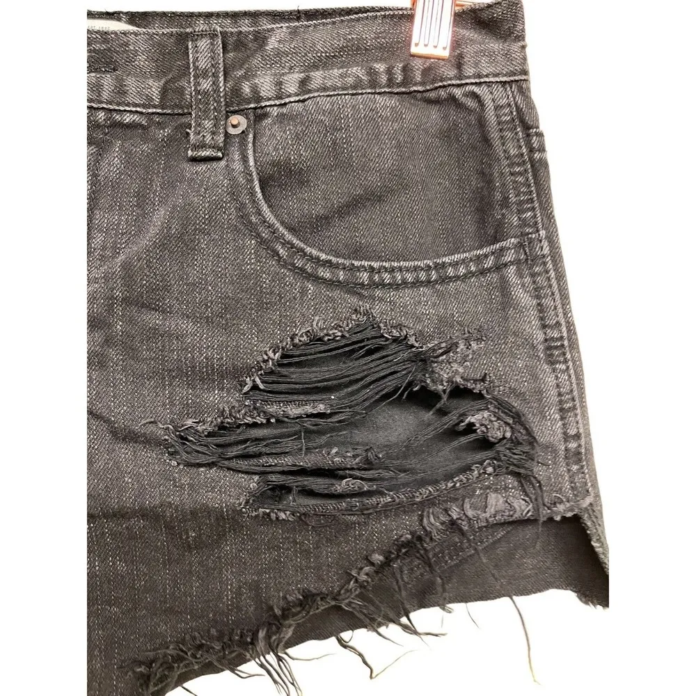 Abercrombie & Fitch Black Distressed Cut Off Jean Shorts Women’s Size 6/28 - Image 6