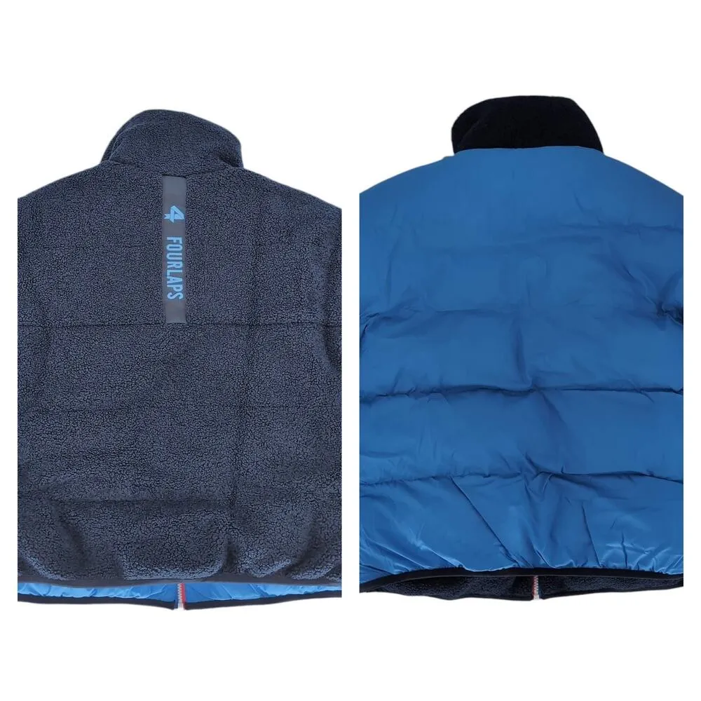 Fourlaps Polar Quilted Reversible Unisex Navy Blue Sherpa Jacket - Image 4