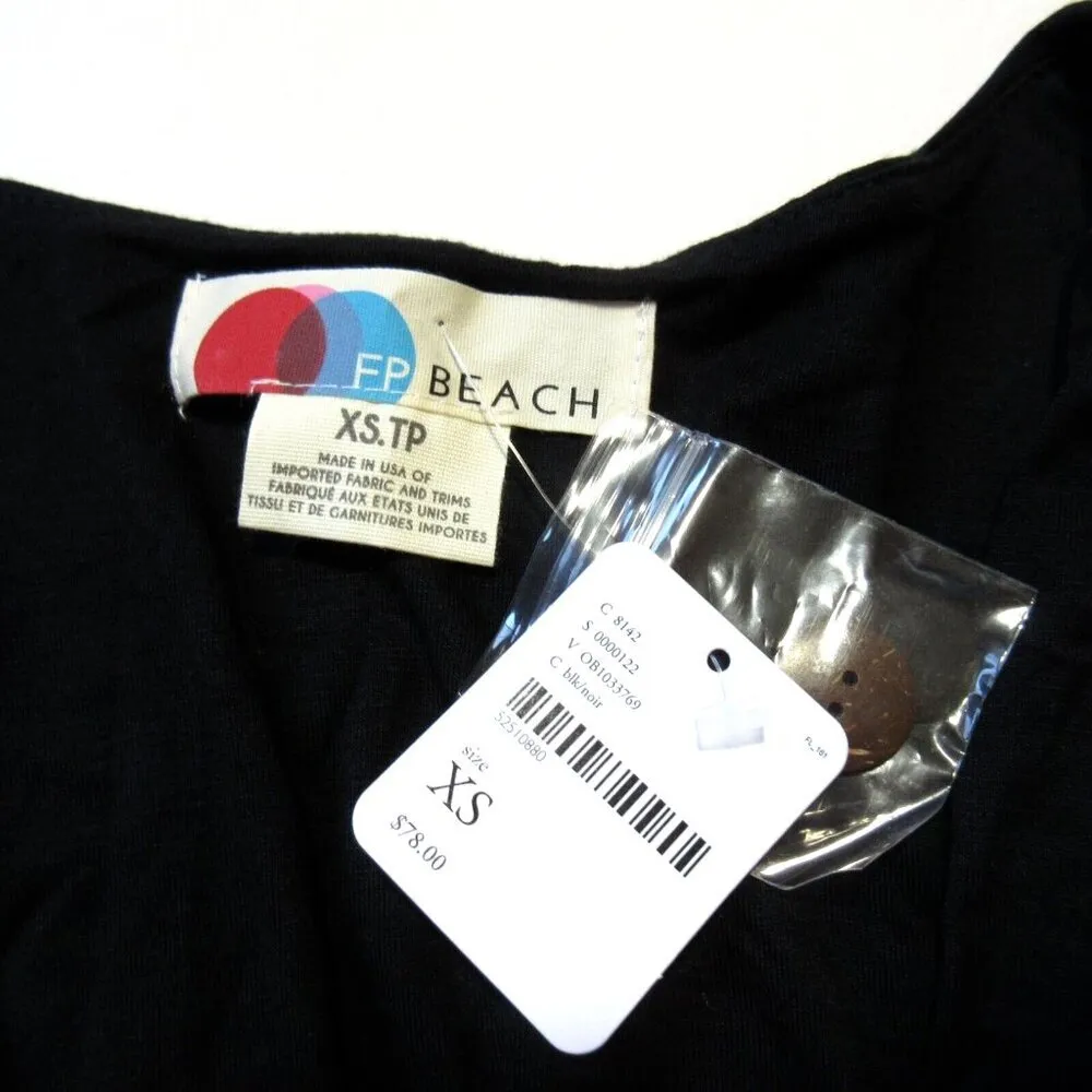 NWT Free People FP Beach Naomi Jumpsuit in Black Deep V-neck Wide Leg Jersey XS - Image 6