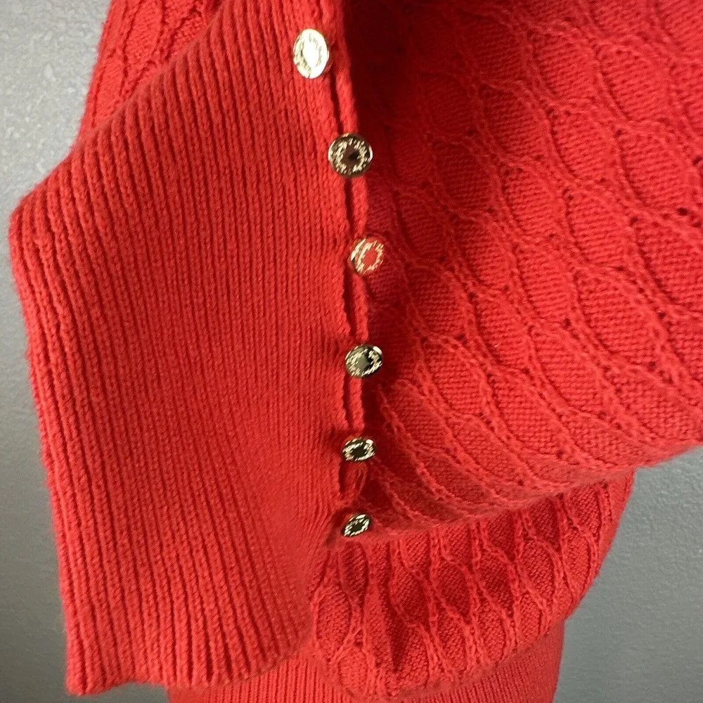 Lilly Pulitzer Womens Jacquetta Sweater Size M Medium Ruby Red Balloon Sleeve - Image 4