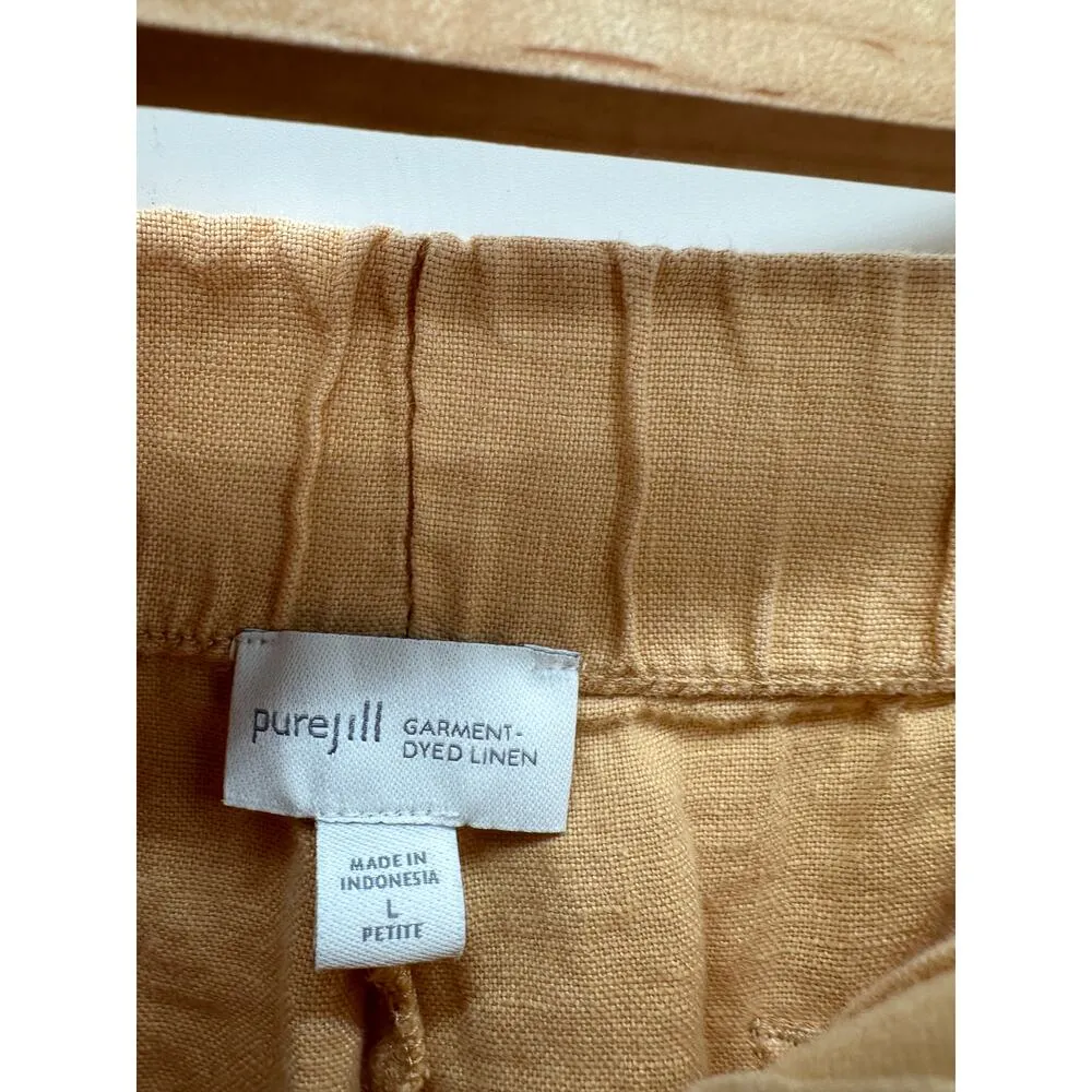 PureJill Orange Yellow Garment Dyed Linen Cropped Loose Pants Women Large Pet Size undefined - Image 6