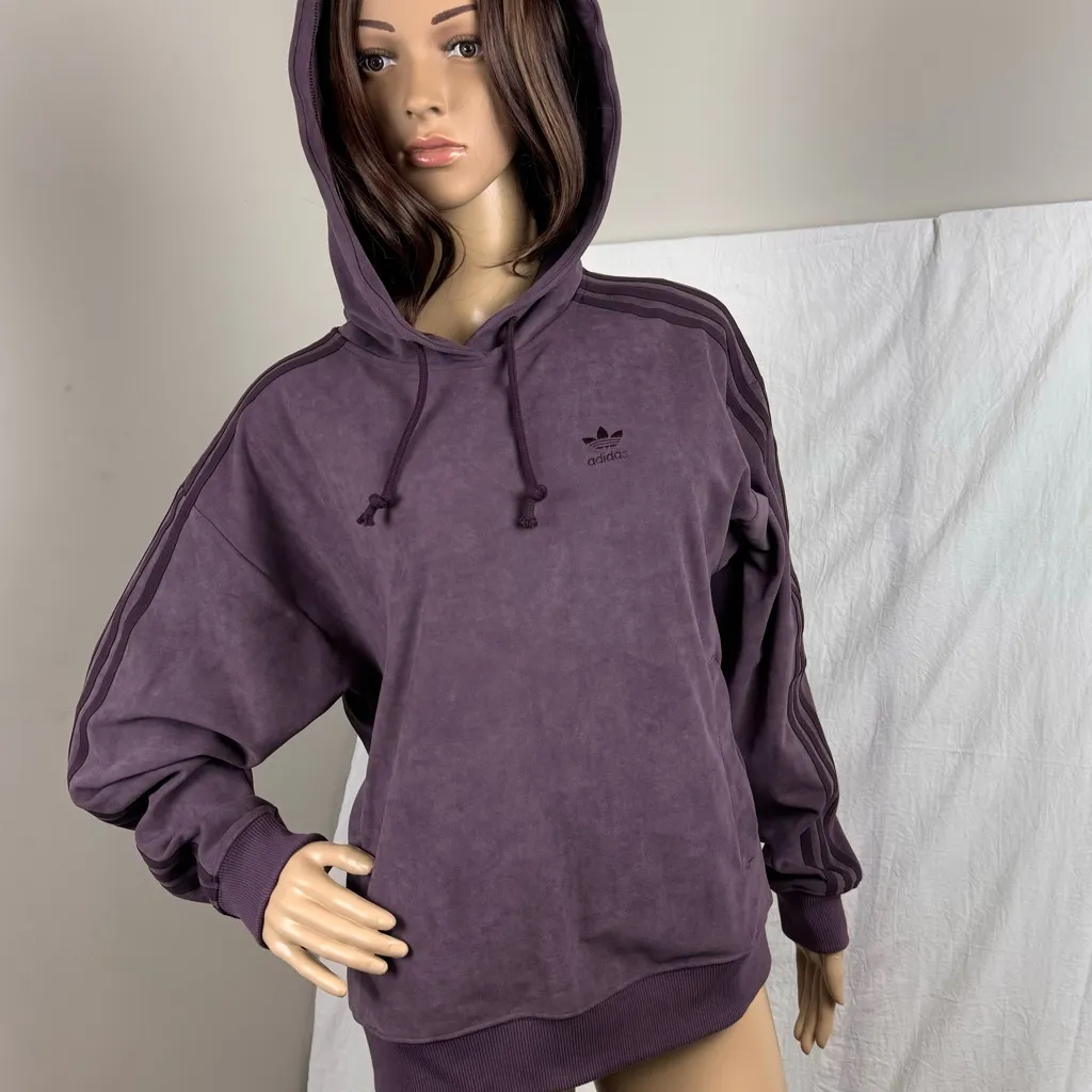 Adidas Adicolor Classics Faux‎ Suede Hoodie Women's Size XS UK6 - Image 6