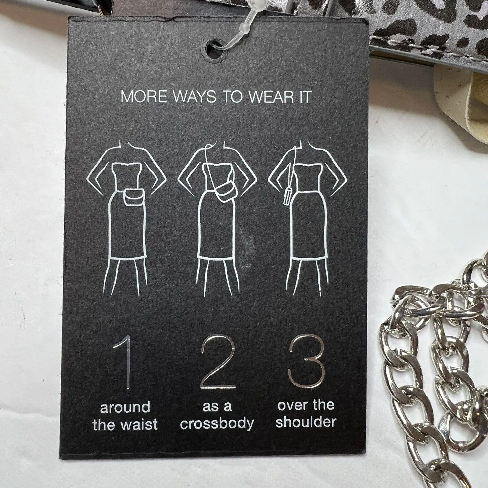 INC International Concepts Quilted Animal Print Convertible Belt Bag Grey L Gray - Image 8