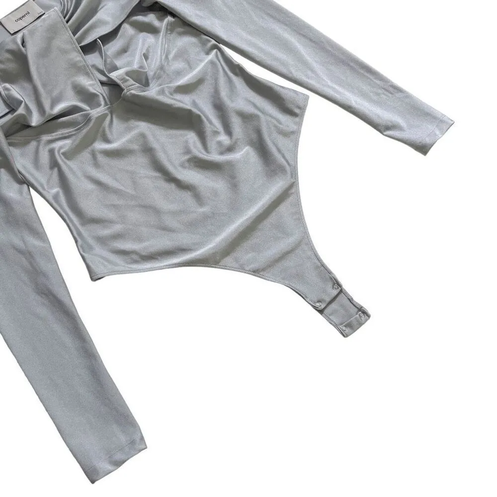 Coperni Twisted Cut Out Jersey Bodysuit in Pearl Grey‎ Gray Size M - Image 5