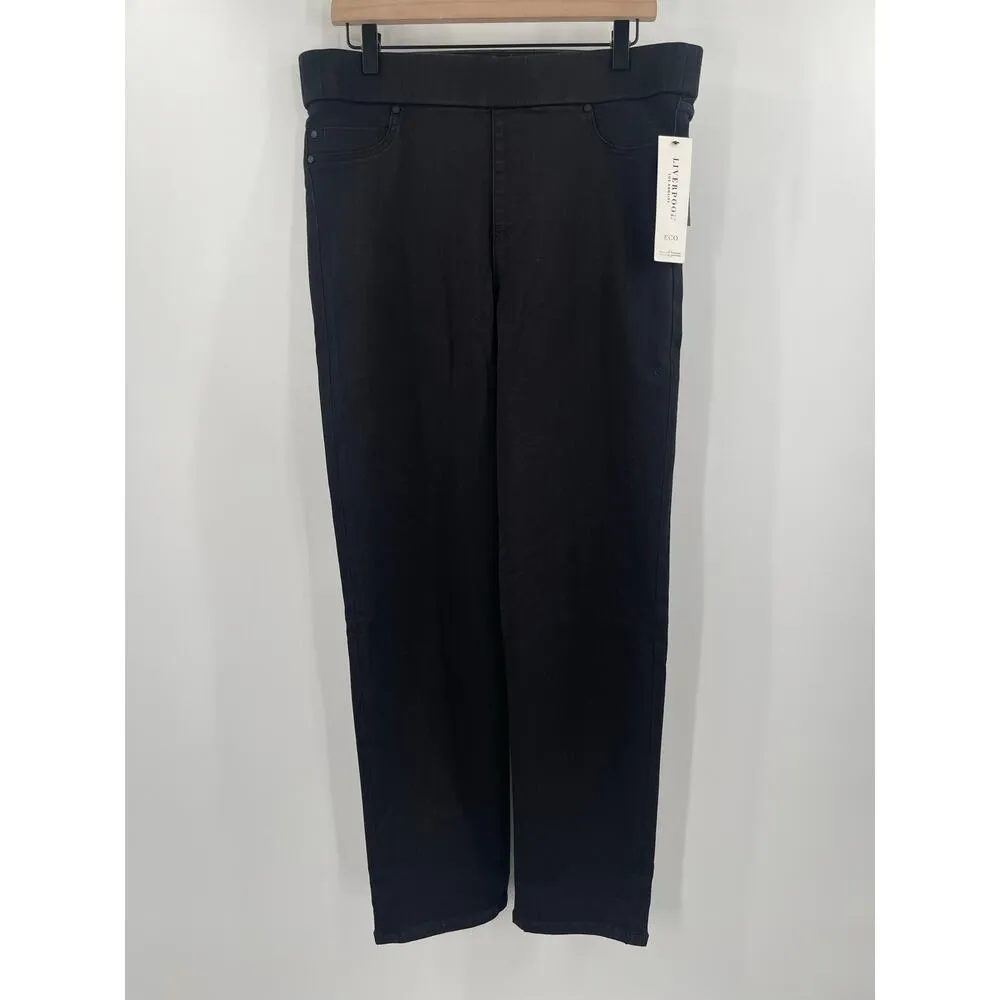LIVERPOOL Eco Pull On Pants Size 12/31 NWT Black Rinse Stretch Denim Cotton - Image 15