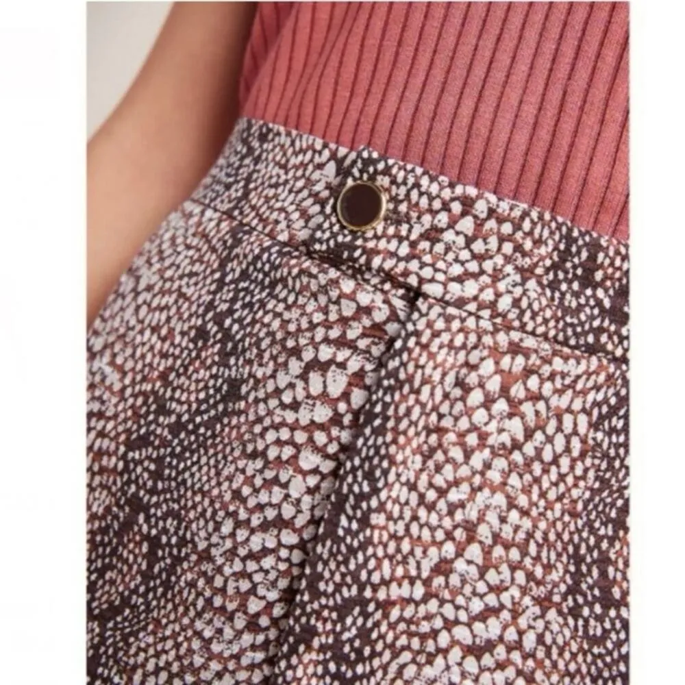 Anthropologie NWOT Snake Print Skirted Brown Tan Wide-Leg Pants Size 4 - Image 2