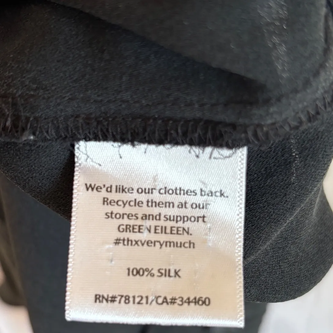 Eileen Fisher Black 100% Silk Wide Leg High Waist Dress Pants Trousers size 10 - Image 5