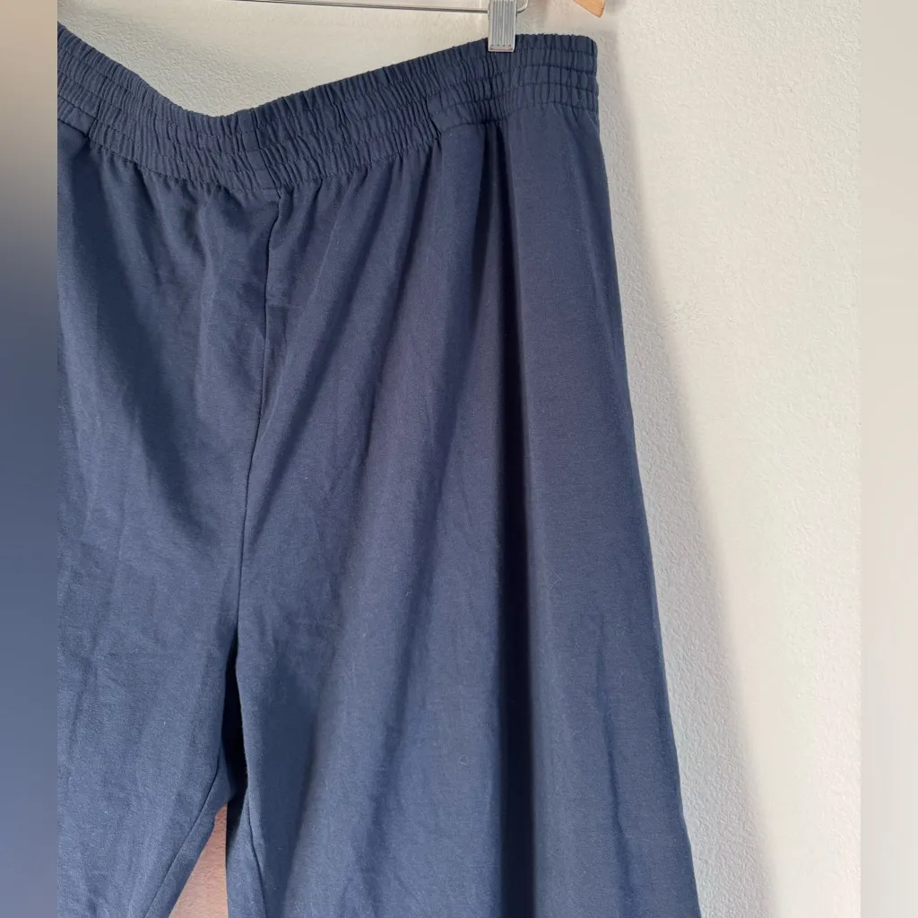 Skims Cotton Jersey Wide Leg Pant in Navy, size XL - Image 2
