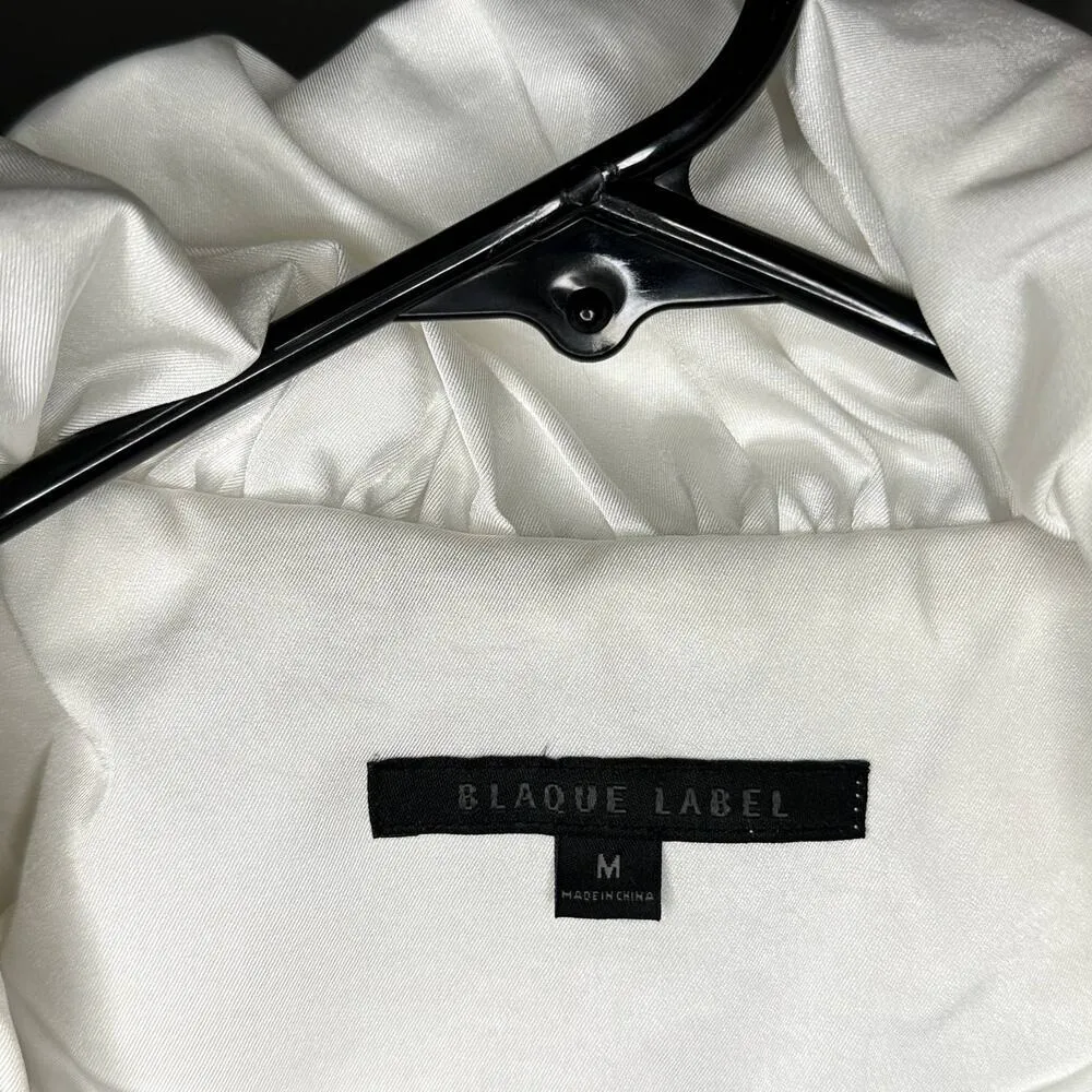 Blaque Label  Zip Front Belted Bubble Cuff Collared Ivory Jacket Medium - Image 8