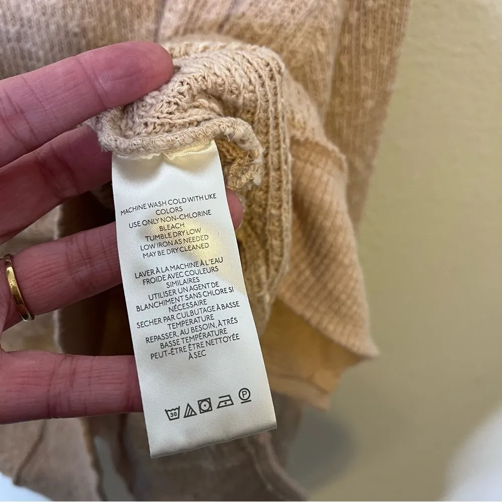 Free People We The Free Tommy Turtleneck Textured Sweater Toasted Almond Beige M - Image 10