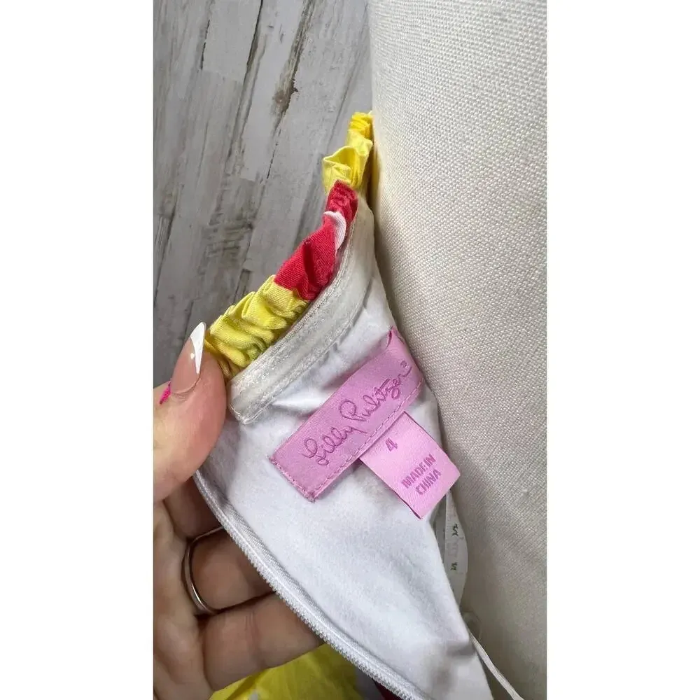 Lilly Pulitzer Women's Size 4 Pink Floral Strapless Fit & Flare Dress w/ Pockets - Image 5