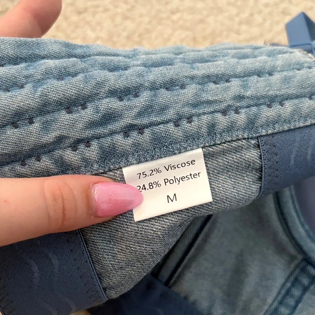 Denim and Silver Embellished Women's Top Blue Size M - Image 3