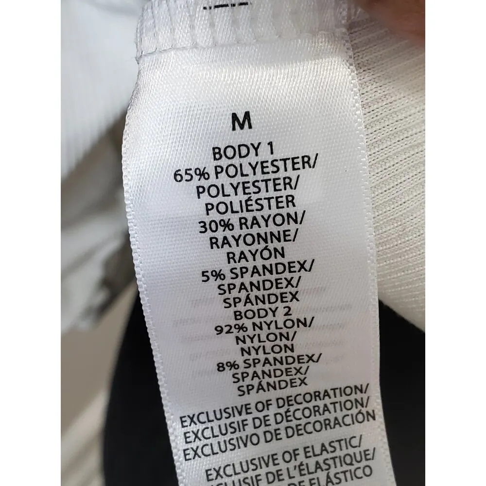 Celebrity Pink Top Blouse Women's Medium White Lace Up Ribbed Long Sleeve - Image 6