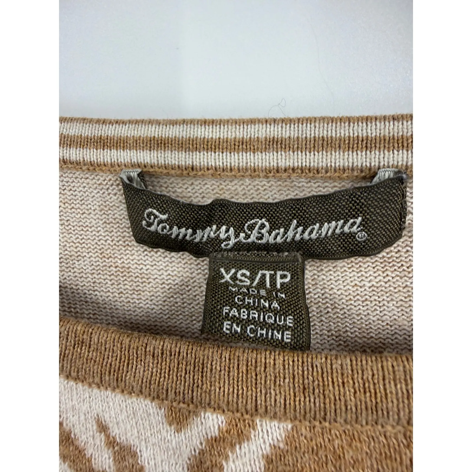 Tommy Bahama Womens Brown Tropical Leaf Print Long Sleeve Cotton Sweater XS - Image 2