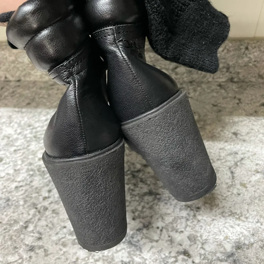 ZARA Lace Up Leather Wedge Stud Combat Boots - Image 7