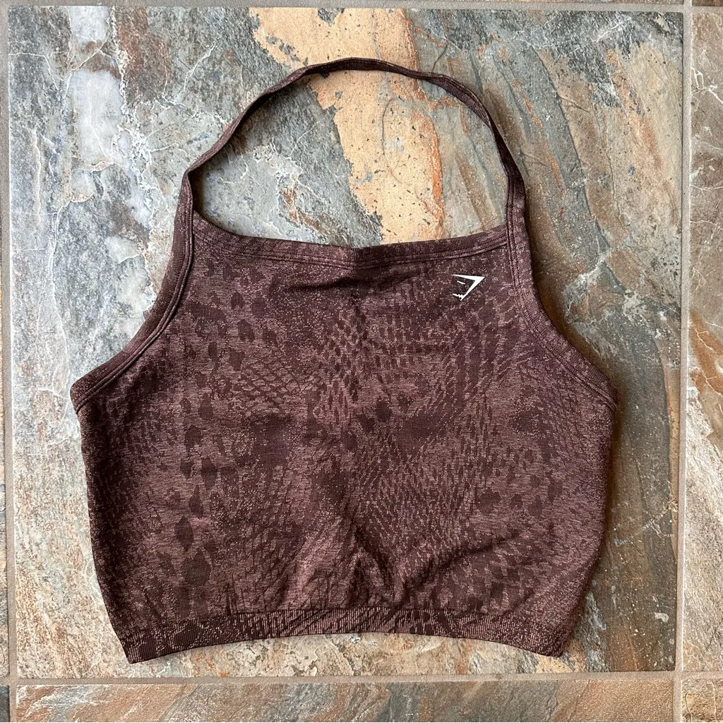 Gymshark Adapt X Whitney Animal Seamless Midi Tank NWT Size Large Brown - Image 3