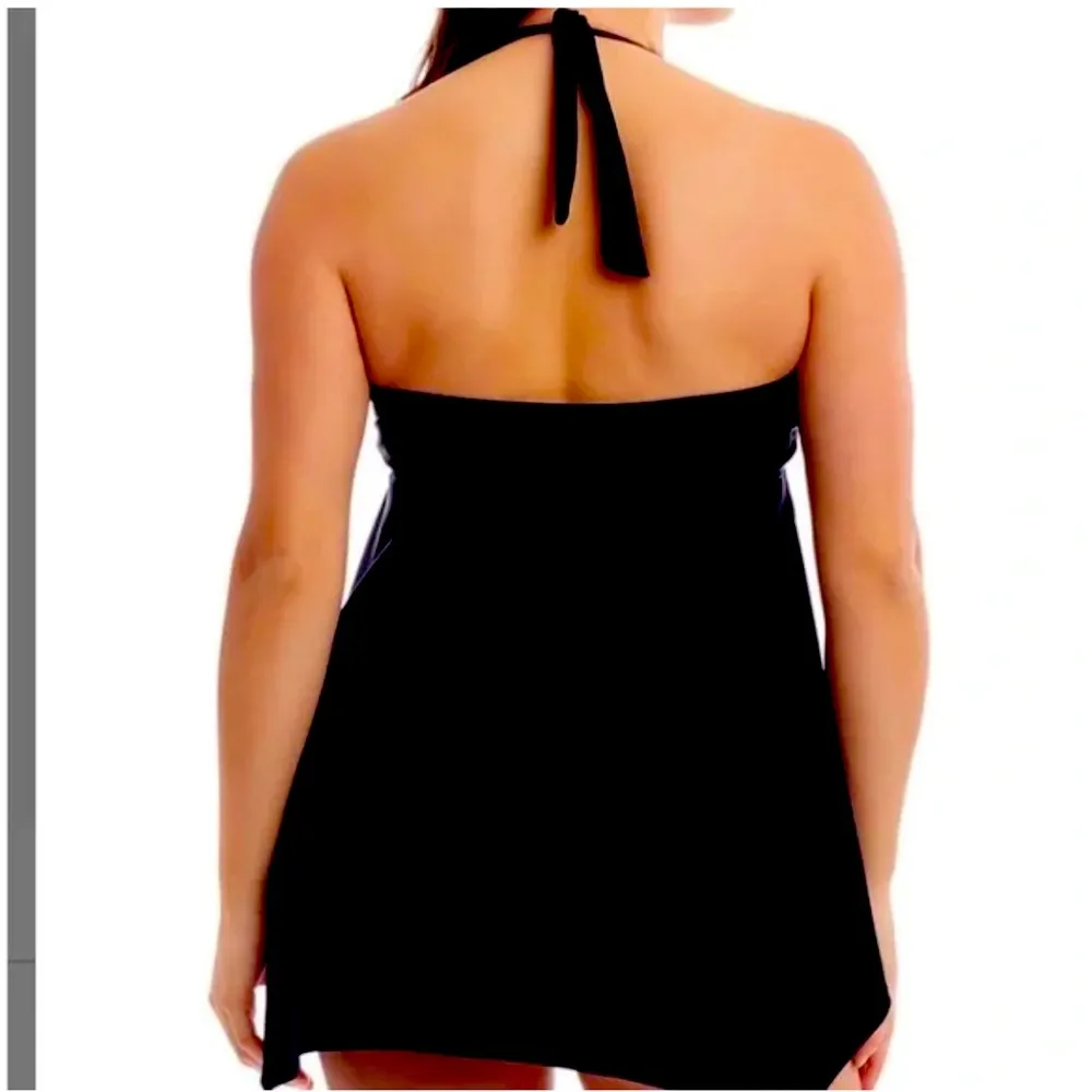 Love My Curves Handkerchief Swim top tunic padded cups plus size 20 black - Image 2