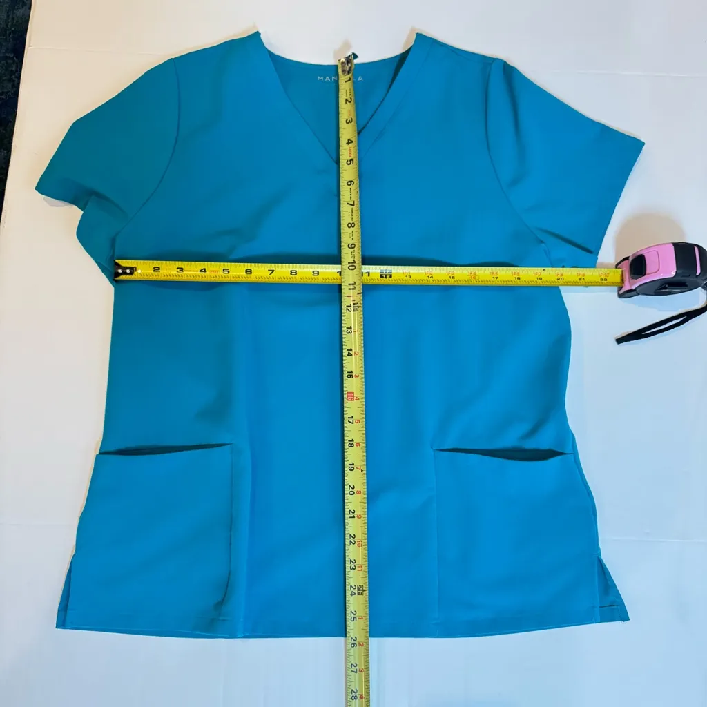 Mandala Teal Scrub Set XL Top & Pants Stretch Athleisure Workwear Blue - Image 3