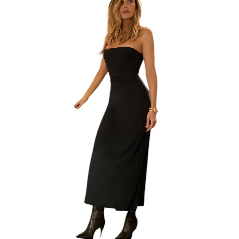 Favorite Daughter‎ Collette Strapless Jersey Ruched Maxi Dress Black XL - Image 2