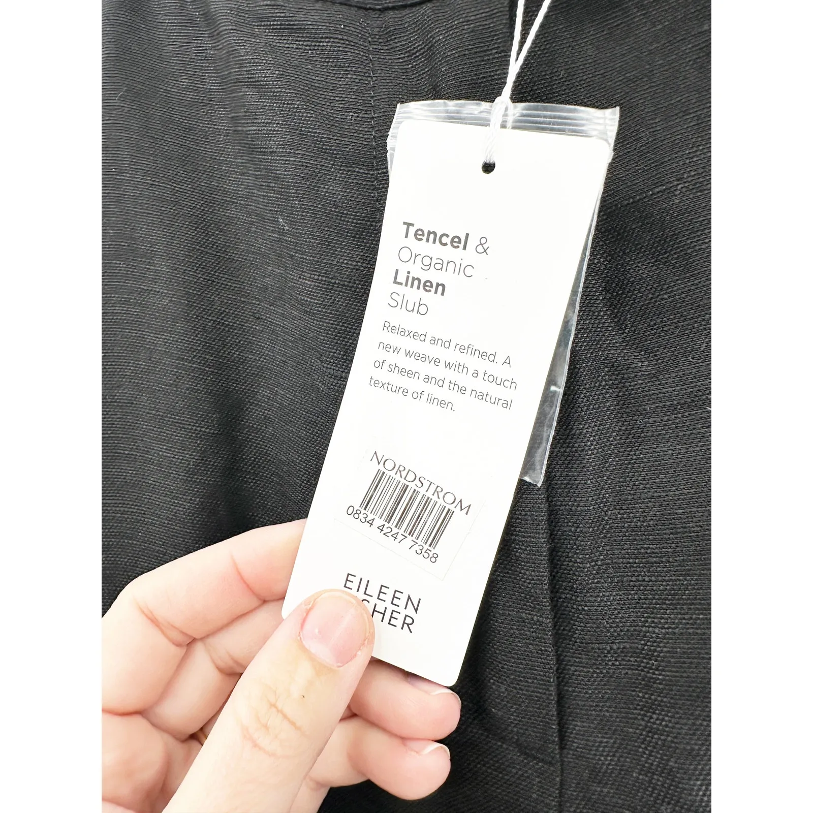 Eileen Fisher Tencel and Linen Slub Blend Straight Pant Black Size XS NEW - Image 7