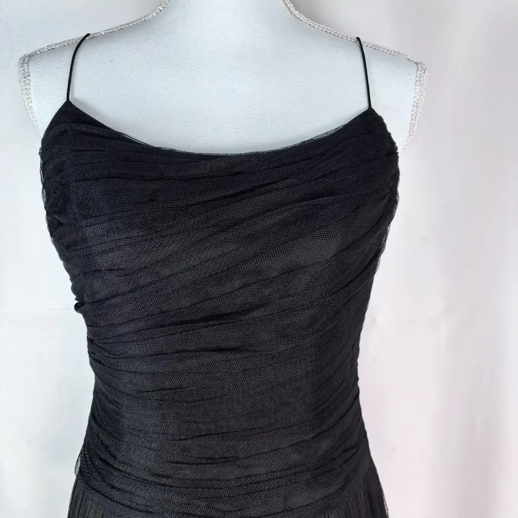 Carmen Marc Valvo signature party dress mesh bodice embroidered hem Size 12 - Image 2