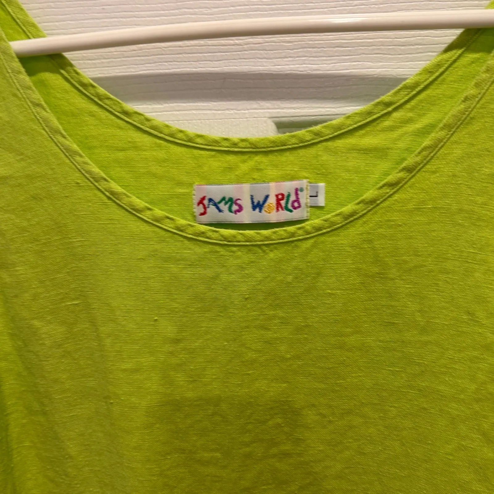 VTG Jam's World Womens Lime Green Linen Sleeveless Tank Dress Size L Beach 90's Size L - Image 2