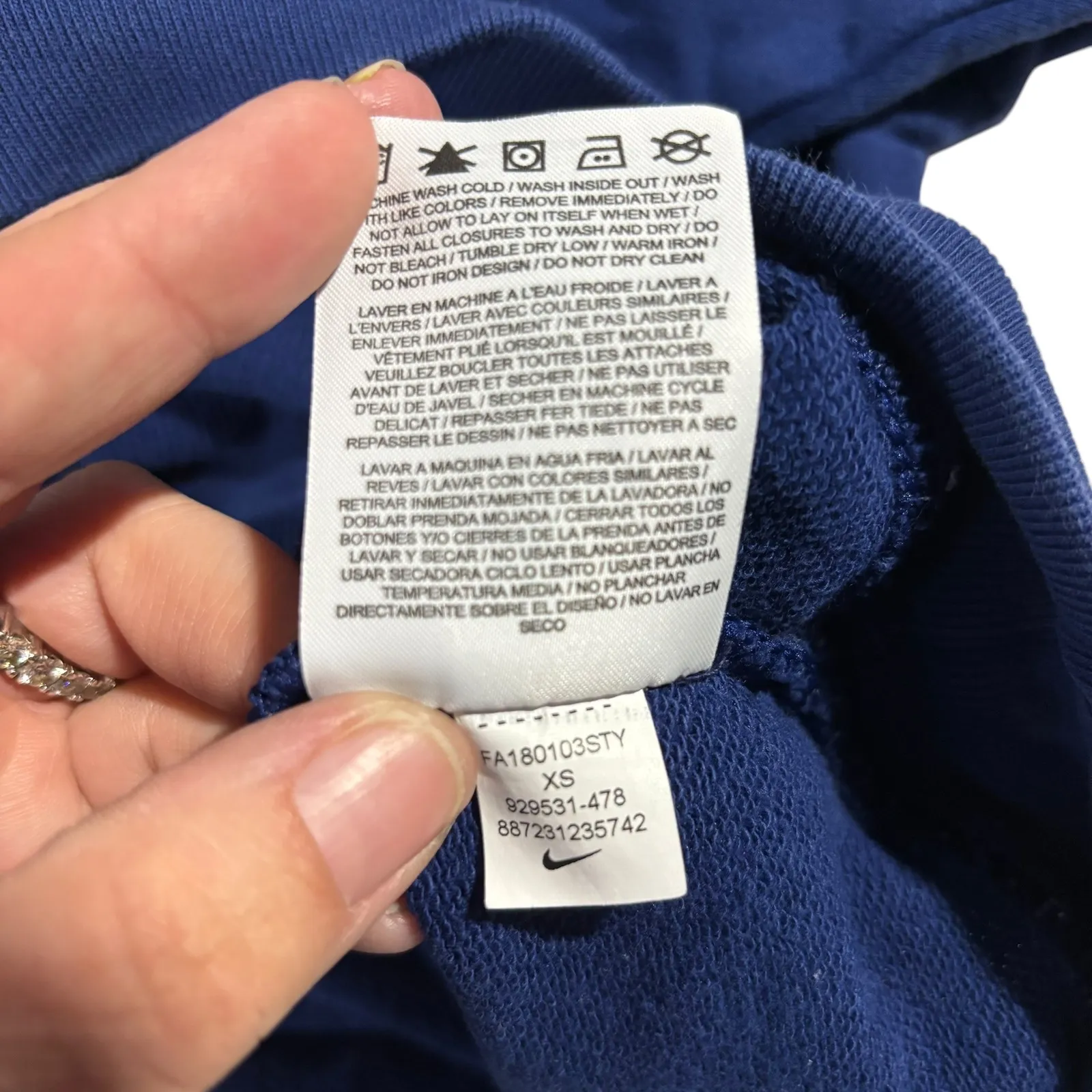 Nike Hoodie Lace Up Pullover Sweatshirt with Pocket Casual‎ Activewear XS - Image 7