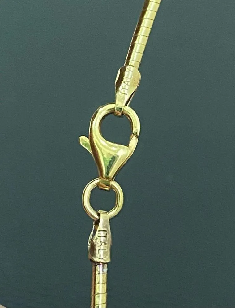 925 Sterling Silver Gold Vermeil Sliding Ball Charm Pendant Snake Chain Necklace - Image 9