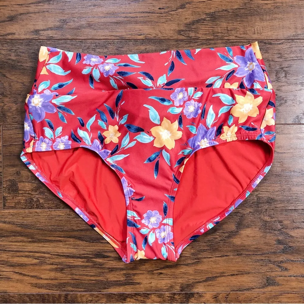 ModCloth • red floral swimsuit Clarice High-Waisted Bikini Bottom Tanya Crop Top - Image 11