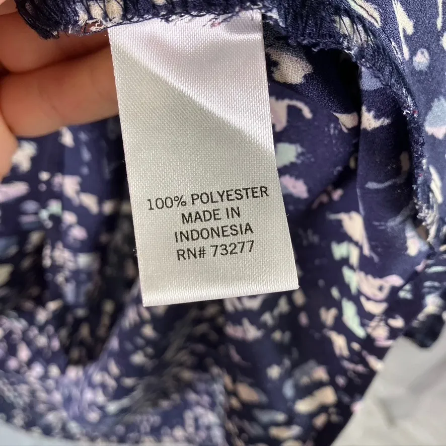 Evri Women's 2X Dress Navy Blue Abstract‎ Print V Neck Short Sleeve Career Size XXL - Image 6