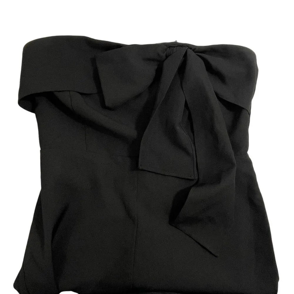 SAM EDELMAN Bow-Front Strapless Black Jumpsuit Size‎ 4 Cropped Wide Leg - Image 7