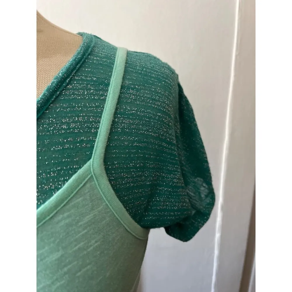 Mudd seafoam teal sparkly green camisole tank top shirt combo Y2K Lizzie McGuire - Image 5
