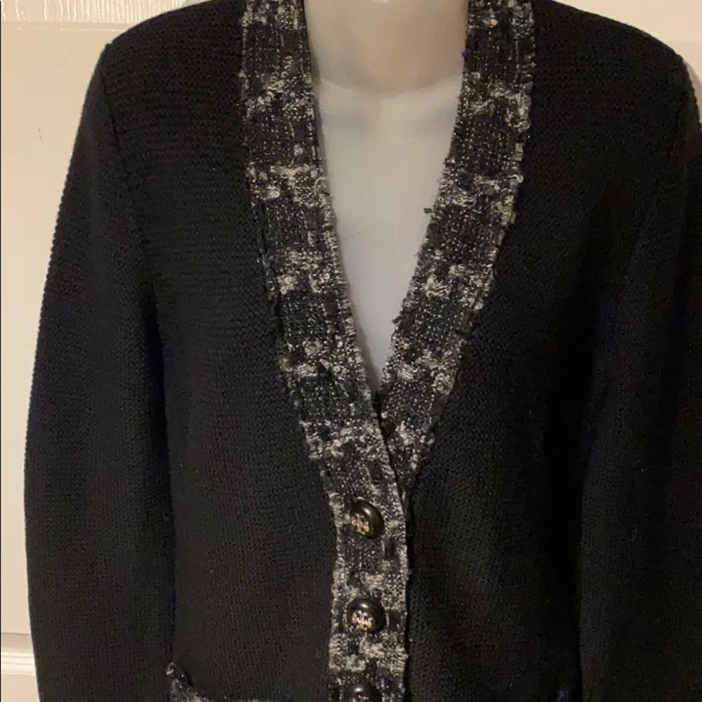 Tory Burch Black Tweedy Trim Aurele Cardigan S NWT - Image 3