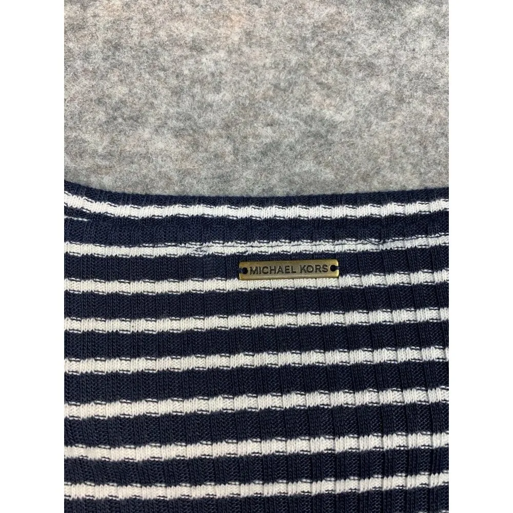 Michael Michael Kors Medium Womens Blue White Rib Knit Sweater Dress Bodycon - Image 3