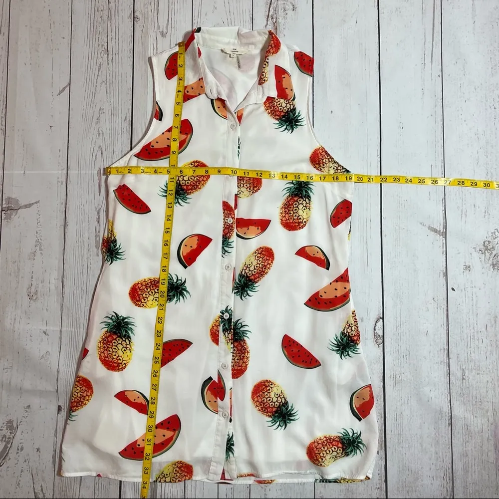 Sleeveless Pineapple Watermelon Shirt Dress Size L - Image 9