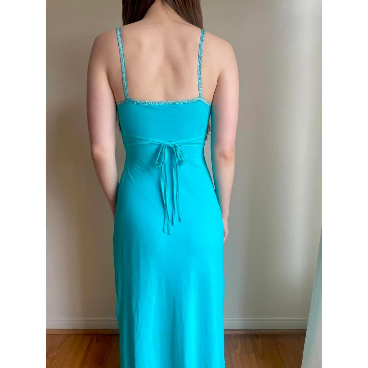 Jane Norman Aqua Blue‎ Shimmery Evening Gown Blue - Image 4