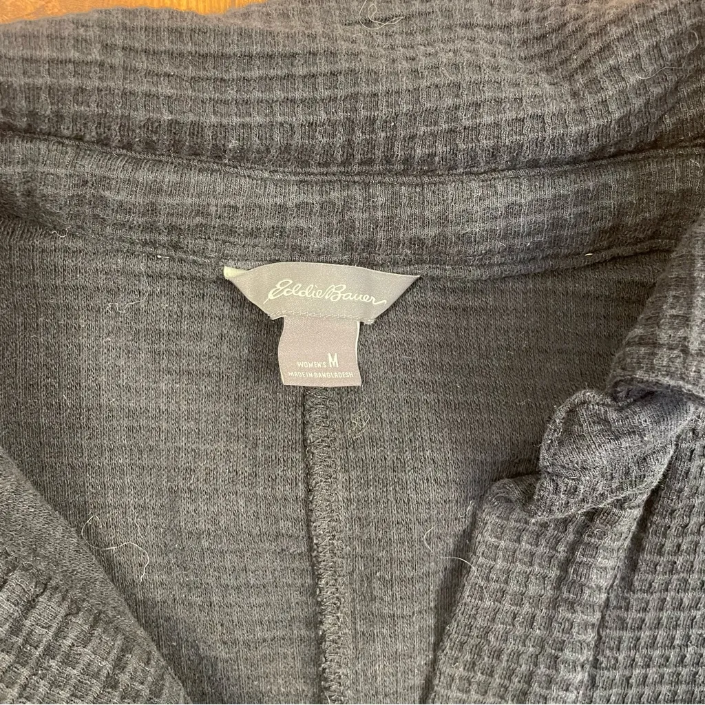 Eddie Bauer Pull On Cotton Textured V Neck Collard Long Sleeve Women’s Medium - Image 6