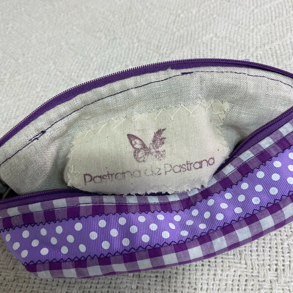 New Handmade Purple Makeup Bag Toiletry Pouch with Bow, Zippered Multiuse - Image 4