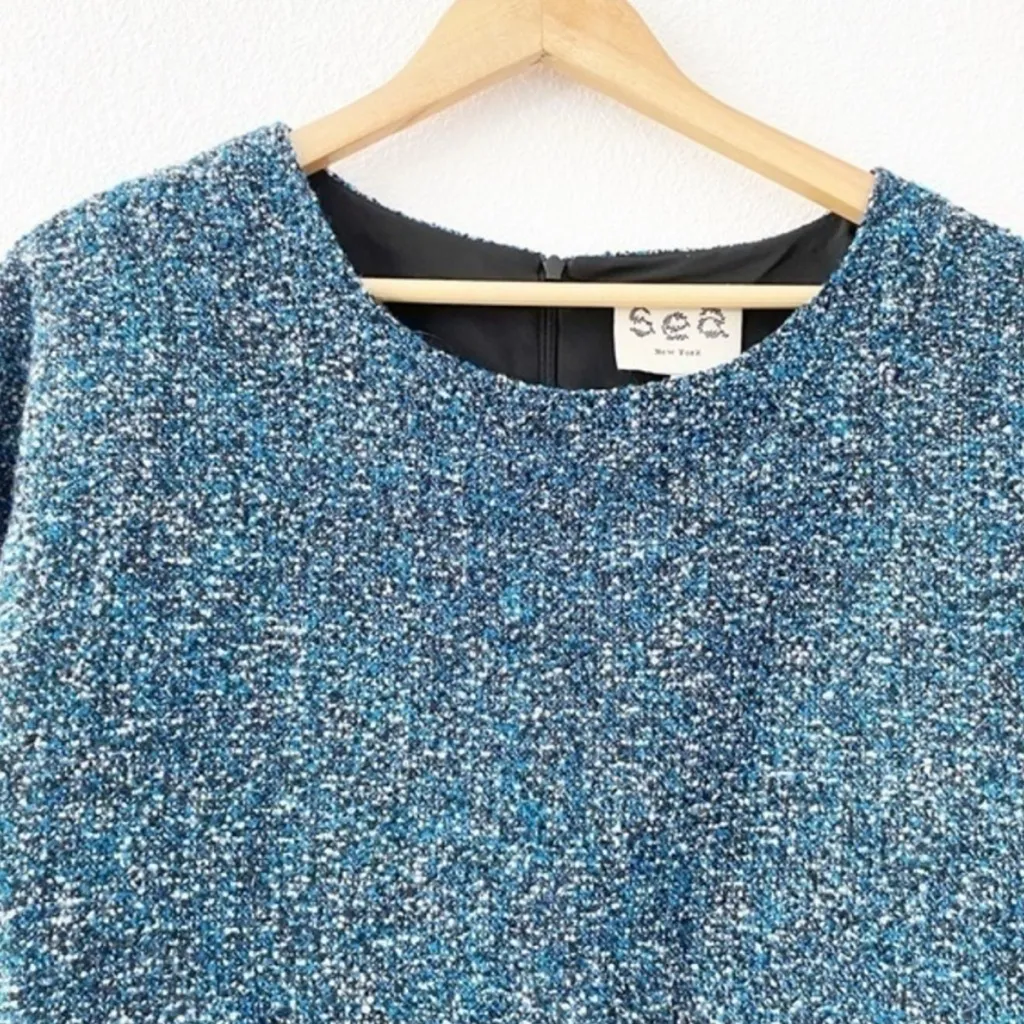 SEA New York Color Block Tweed Dress in Blue Black Size 8 - Image 2